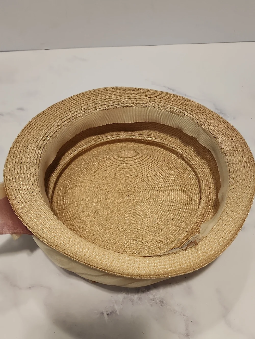 The J.L Hudson  Vintage Elegant Tan Women's Hat with Ribbon
